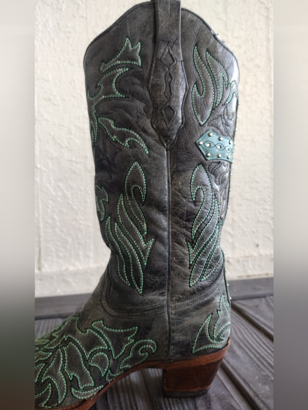 Corral Boots Women's Turquoise Embroidery Rhinestone Snip Toe Western Boot - Picture 13 of 16